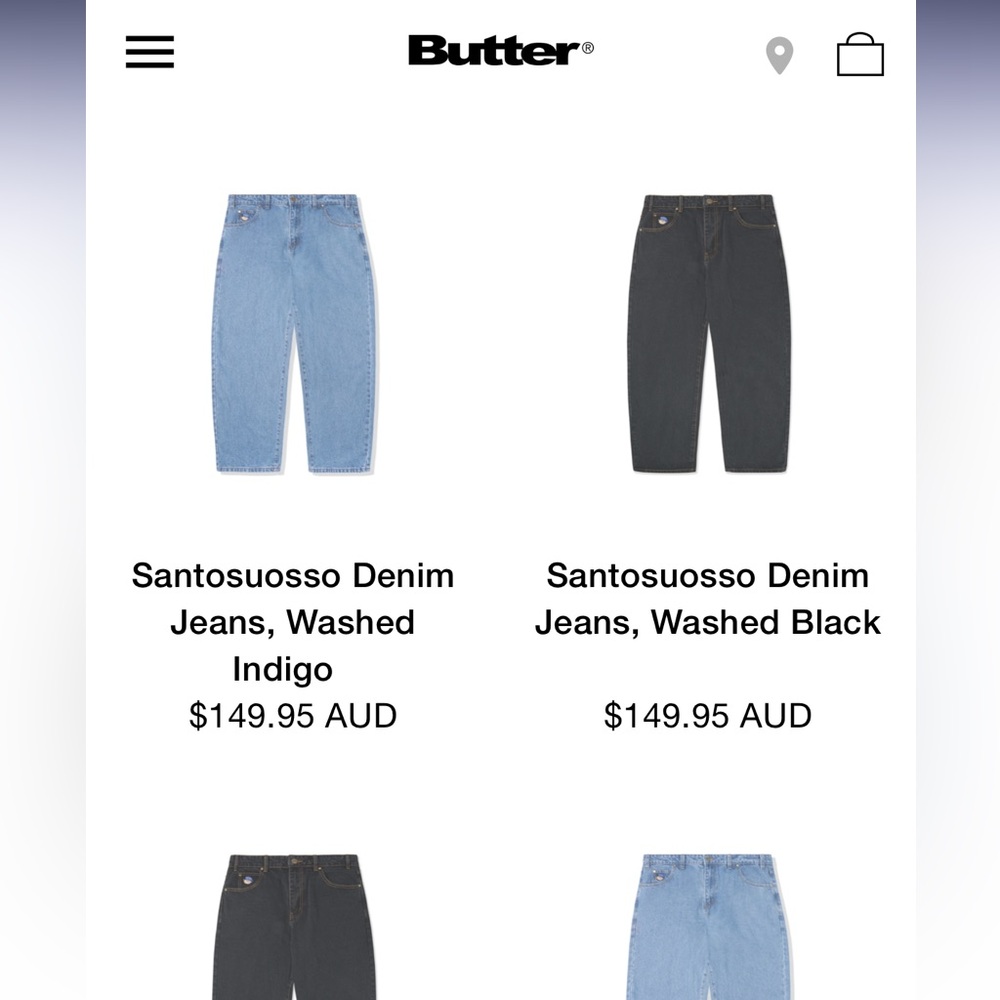 BUTTER GOODS Santosuosso Denim Jeans Dark Indigo WITH TAGS